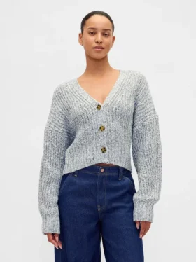 Cardigan court en mélange de coton