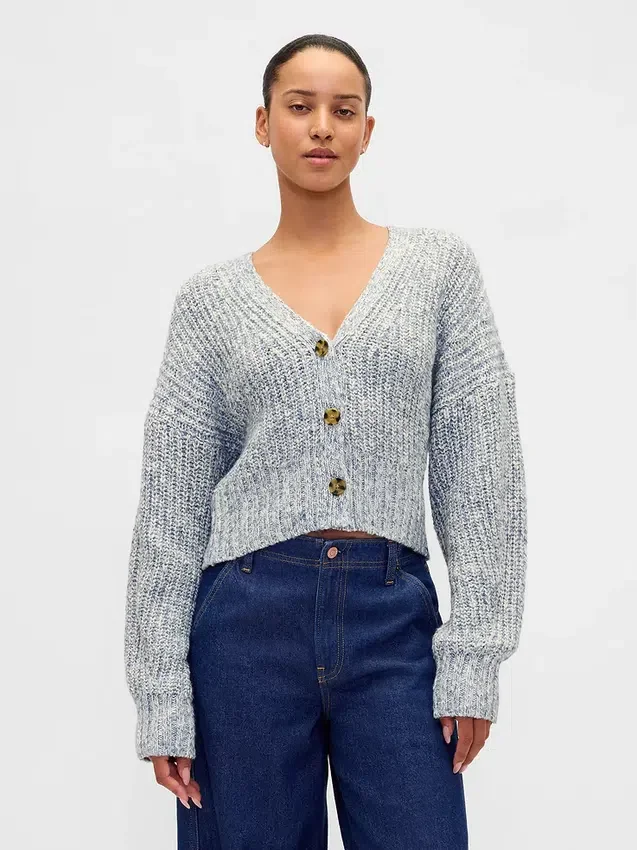 Cardigan court en mélange de coton