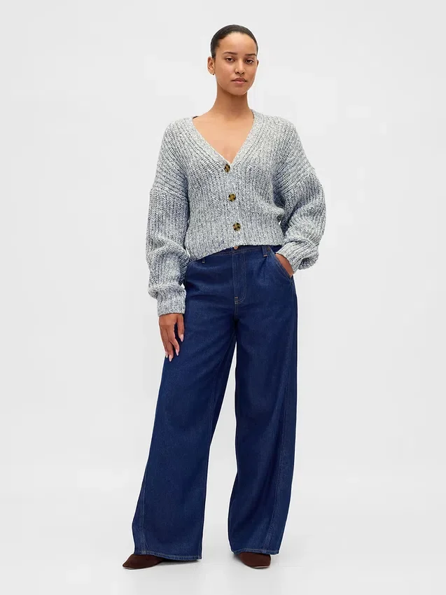 Cardigan court en mélange de coton