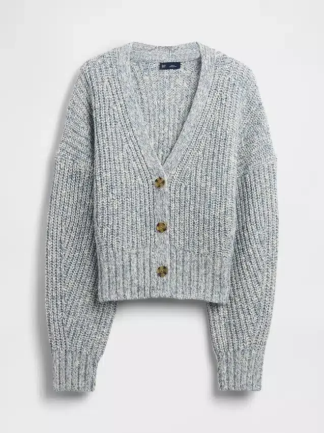 Cardigan court en mélange de coton