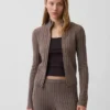Cardigan court zippé CashSoft en maille torsadée