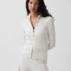 Cardigan court zippé CashSoft en maille torsadée