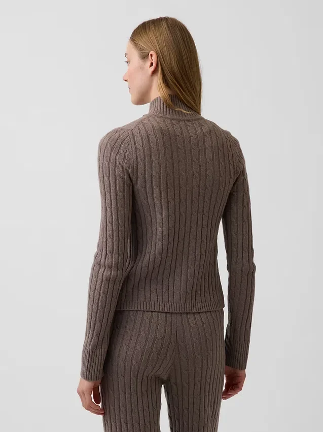 Cardigan court zippé CashSoft en maille torsadée