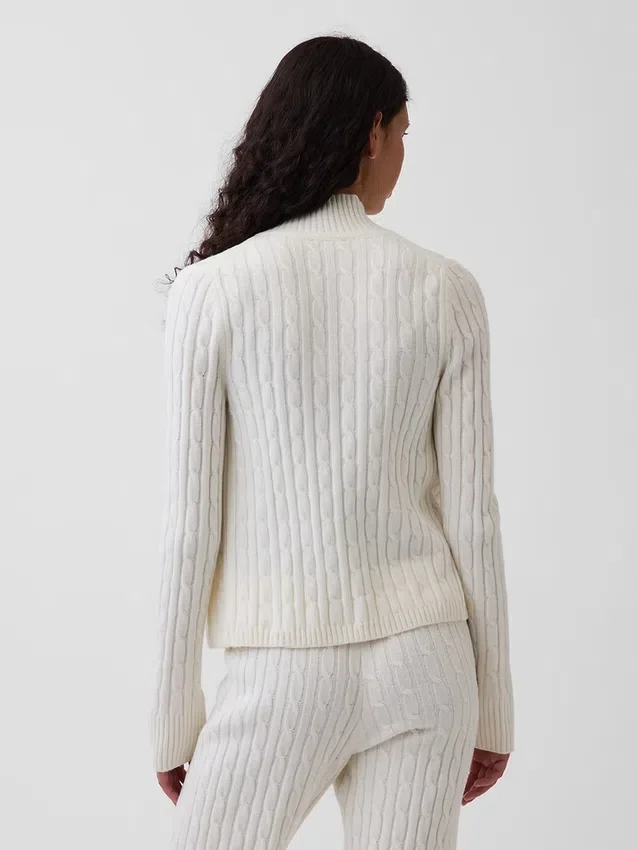 Cardigan court zippé CashSoft en maille torsadée