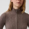 Cardigan court zippé CashSoft en maille torsadée