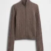 Cardigan court zippé CashSoft en maille torsadée