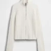 Cardigan court zippé CashSoft en maille torsadée