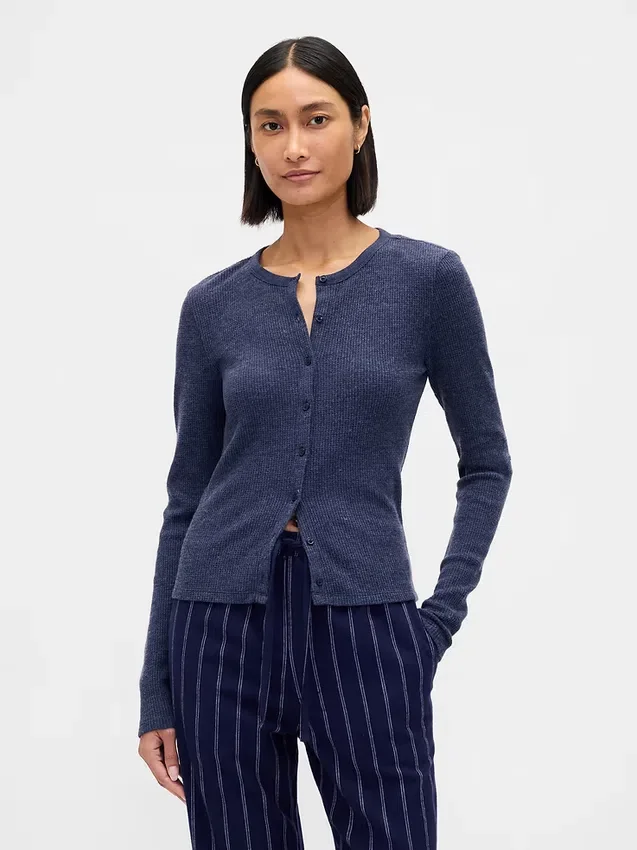 Cardigan de pyjama en maille gaufrée