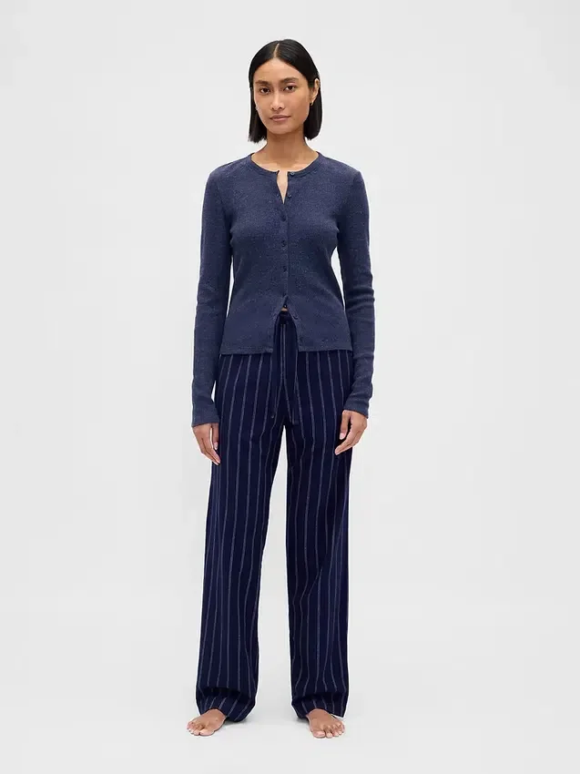Cardigan de pyjama en maille gaufrée