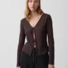 Cardigan à nouer sur le devant en mélange de lin
