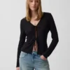 Cardigan à nouer sur le devant en mélange de lin