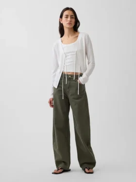 Cardigan à nouer sur le devant en mélange de lin