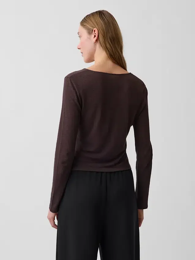 Cardigan à nouer sur le devant en mélange de lin