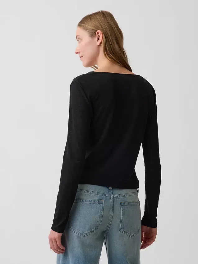 Cardigan à nouer sur le devant en mélange de lin