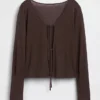 Cardigan à nouer sur le devant en mélange de lin