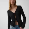 Cardigan à nouer sur le devant en mélange de lin