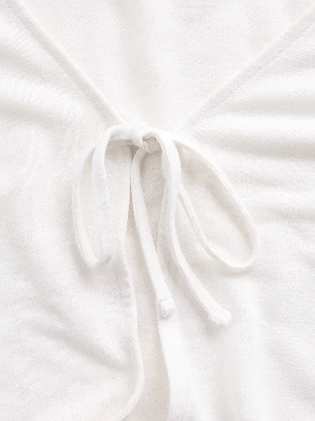 Cardigan à nouer sur le devant en mélange de lin