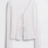 Cardigan à nouer sur le devant en mélange de lin