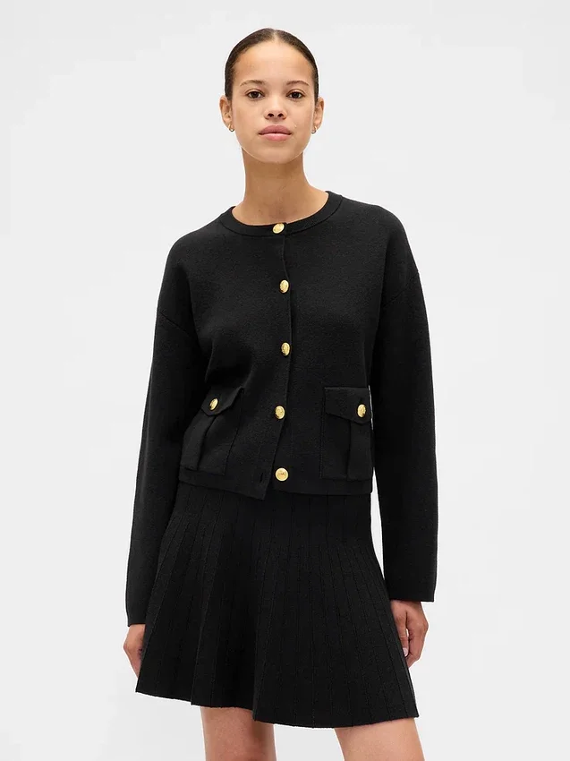 Cardigan à poches en mélange de coton