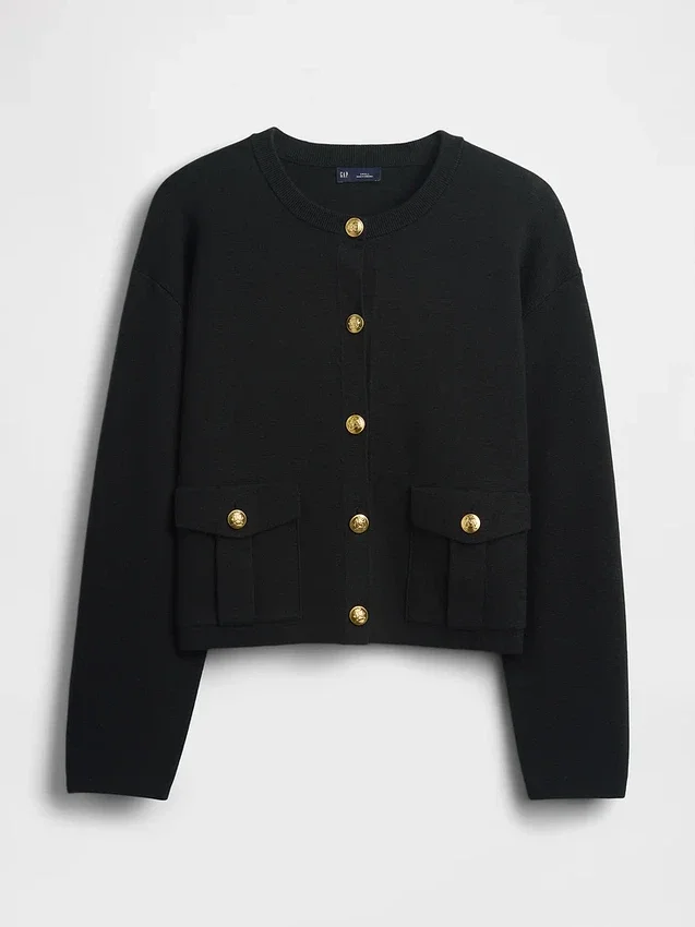 Cardigan à poches en mélange de coton