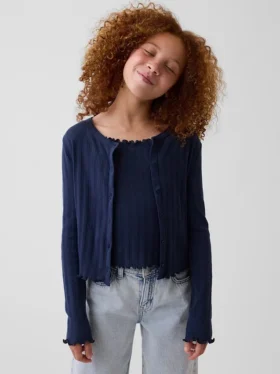 Cardigan pour enfant en coton à mailles pointelles