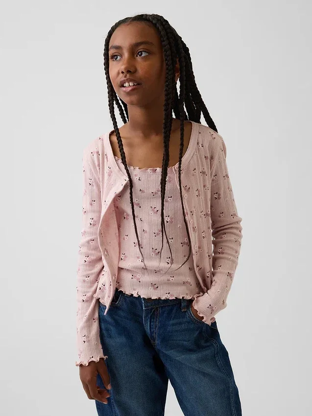 Cardigan pour enfant en coton à mailles pointelles