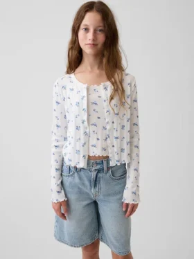 Cardigan pour enfant en coton à mailles pointelles