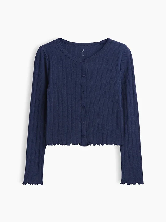 Cardigan pour enfant en coton à mailles pointelles