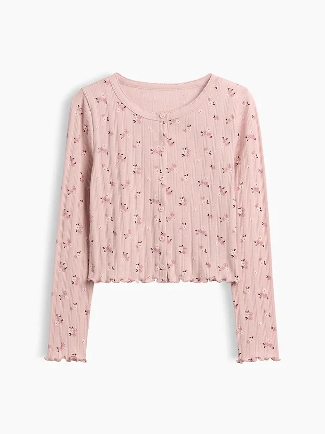 Cardigan pour enfant en coton à mailles pointelles
