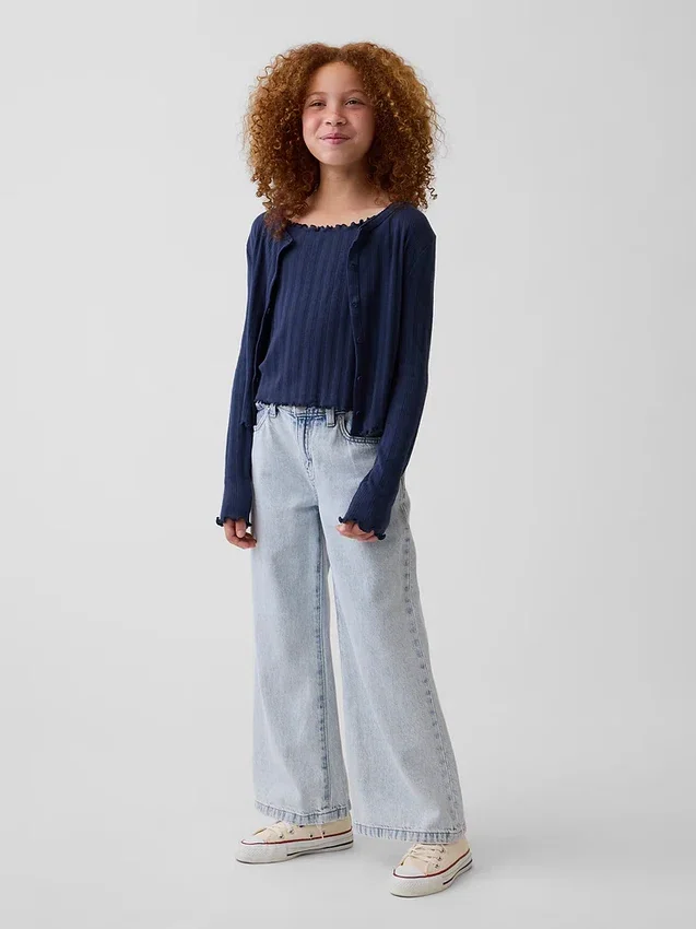 Cardigan pour enfant en coton à mailles pointelles