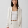 Cardigan zippé 100 % coton à mailles torsadées