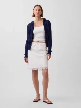 Cardigan zippé 100 % coton à mailles torsadées