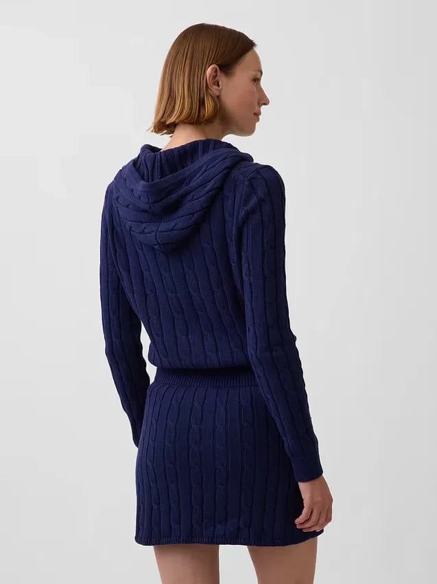 Cardigan zippé 100 % coton à mailles torsadées