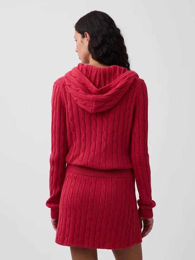 Cardigan zippé 100 % coton à mailles torsadées