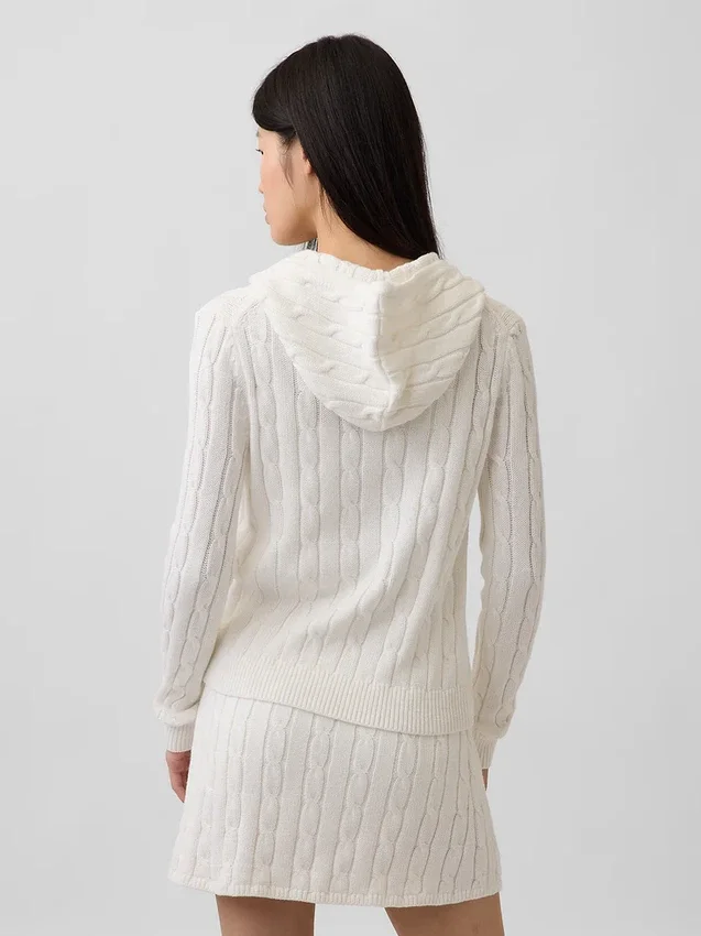 Cardigan zippé 100 % coton à mailles torsadées