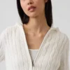Cardigan zippé 100 % coton à mailles torsadées