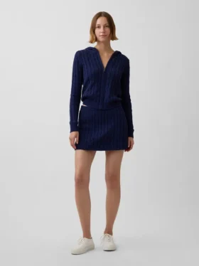 Mini-jupe-short en tricot torsadé 100 % coton
