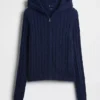 Cardigan zippé 100 % coton à mailles torsadées