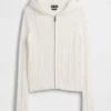 Cardigan zippé 100 % coton à mailles torsadées