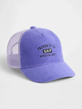 Casquette de camionneur en velours côtelé pour enfant avec logo