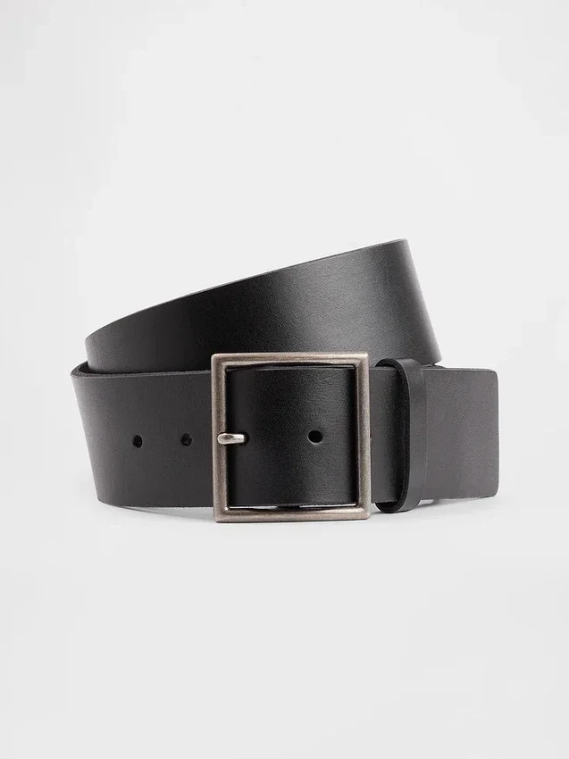 Ceinture en cuir à boucle carrée