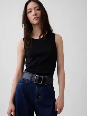Ceinture en cuir à boucle carrée