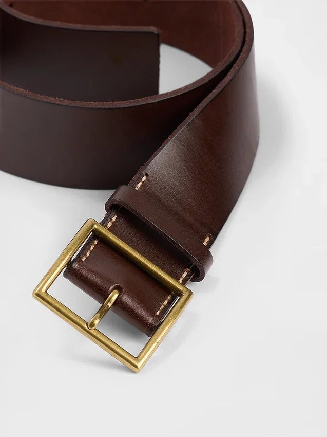 Ceinture en cuir à boucle carrée