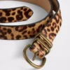 Ceinture en cuir de veau imprimé léopard
