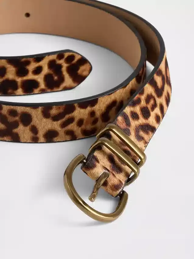 Ceinture en cuir de veau imprimé léopard