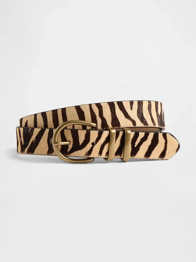Ceinture en cuir de veau imprimé tigre