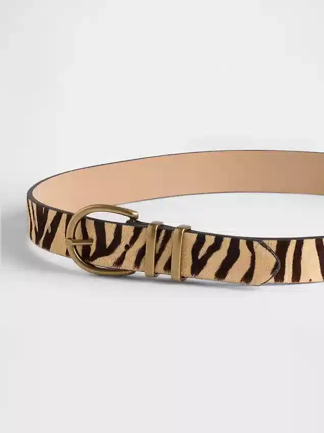 Ceinture en cuir de veau imprimé tigre
