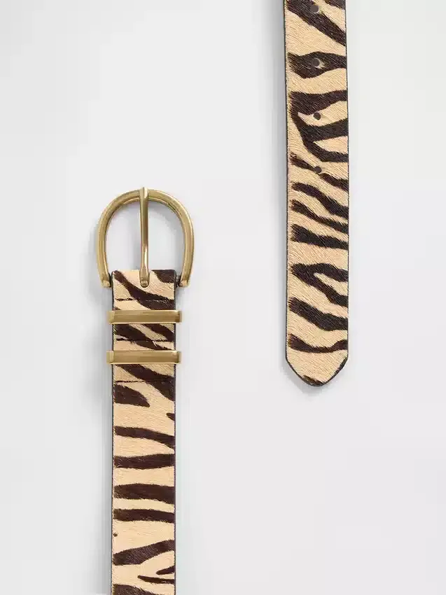 Ceinture en cuir de veau imprimé tigre