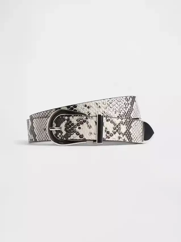 Ceinture en cuir à imprimé serpent