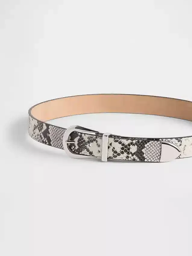 Ceinture en cuir à imprimé serpent